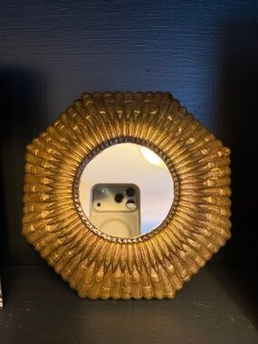 Sunburst Mirror Gold Wall Decor 6” Hollywood Regency Vintage Style